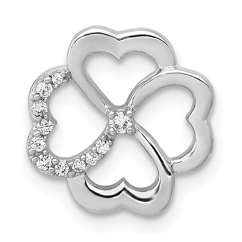 14k White Gold 1/15ct. Diamond Four Leaf Clover Chain Slide-PM3982-007-WA