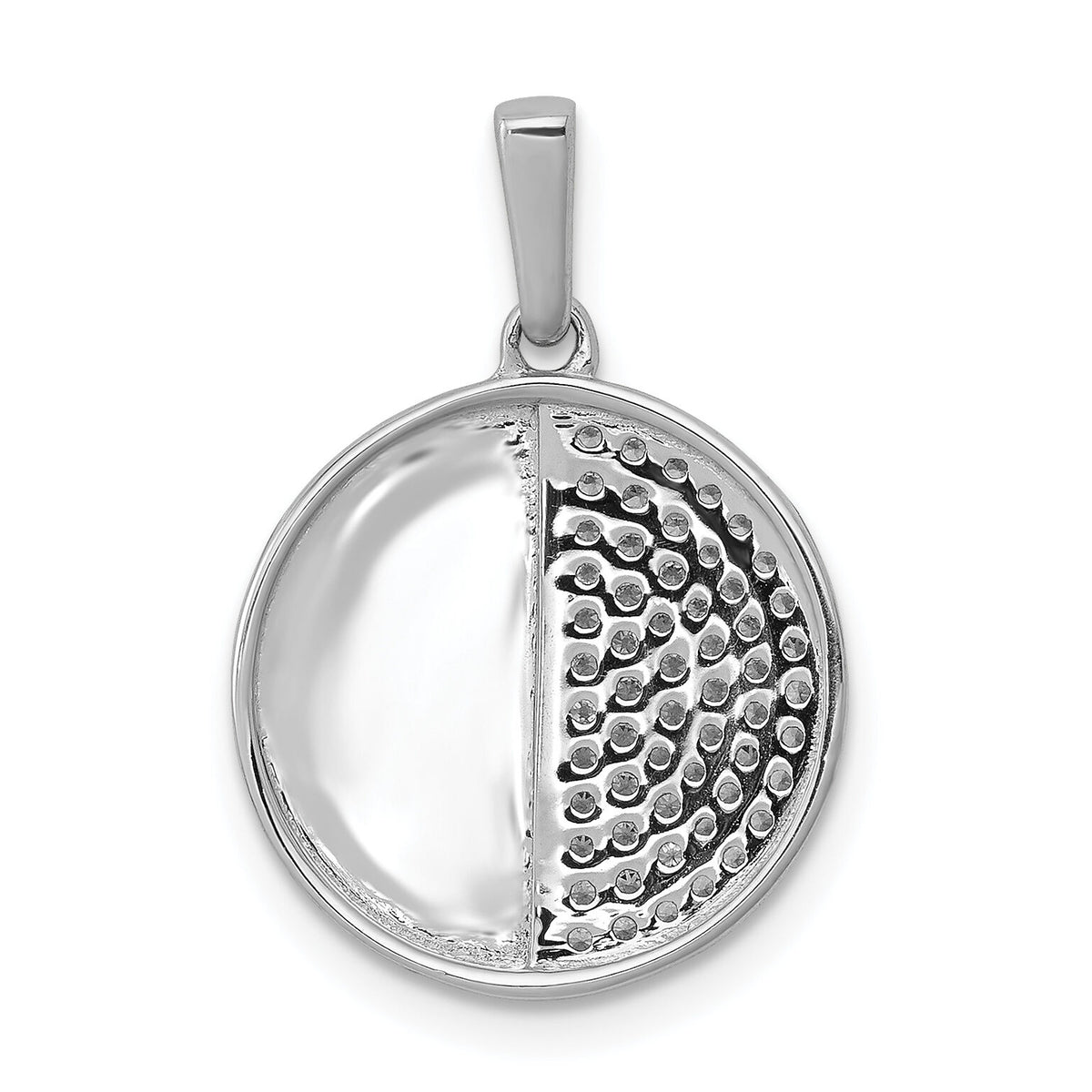 14k White Gold 1/4ct. Diamond Fancy Half and Half Circle Pendant-PM4006-025-WA