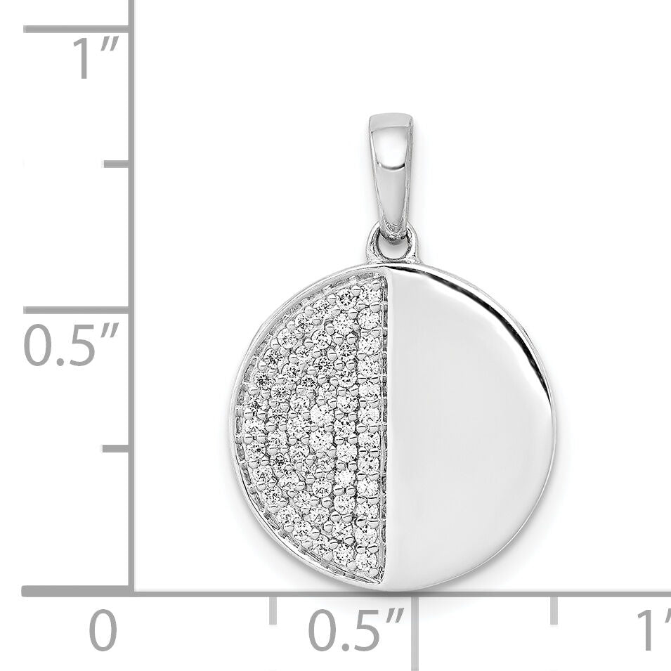 14k White Gold 1/4ct. Diamond Fancy Half and Half Circle Pendant-PM4006-025-WA