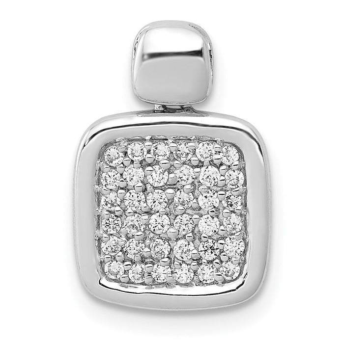 14k White Gold 1/4ct. Diamond Fancy Square Pendant-PM4018-025-WA
