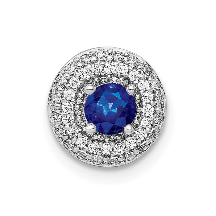 14k White Gold 1/4ct. Diamond and .25 Sapphire Chain Slide-PM4020-SA-025-WA