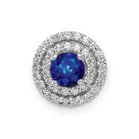 14k White Gold 1/5ct. Diamond and .25 Sapphire Chain Slide-PM4021-SA-020-WA