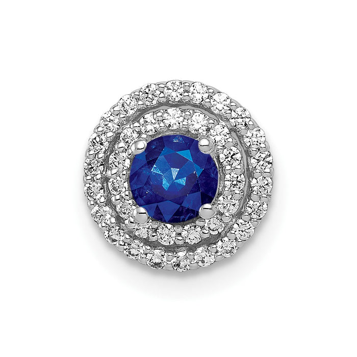 14k White Gold 1/5ct. Diamond and .25 Sapphire Chain Slide-PM4021-SA-020-WA