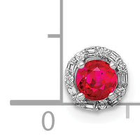 14k White Gold 1/20ct. Diamond and .25 Ruby Halo Chain Slide-PM4024-RU-006-WA