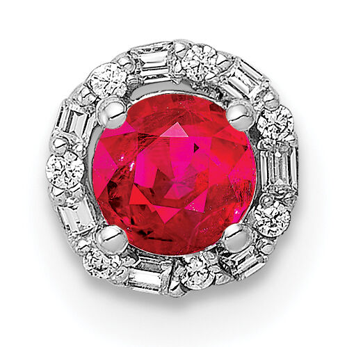 14k White Gold 1/20ct. Diamond and .25 Ruby Halo Chain Slide-PM4024-RU-006-WA