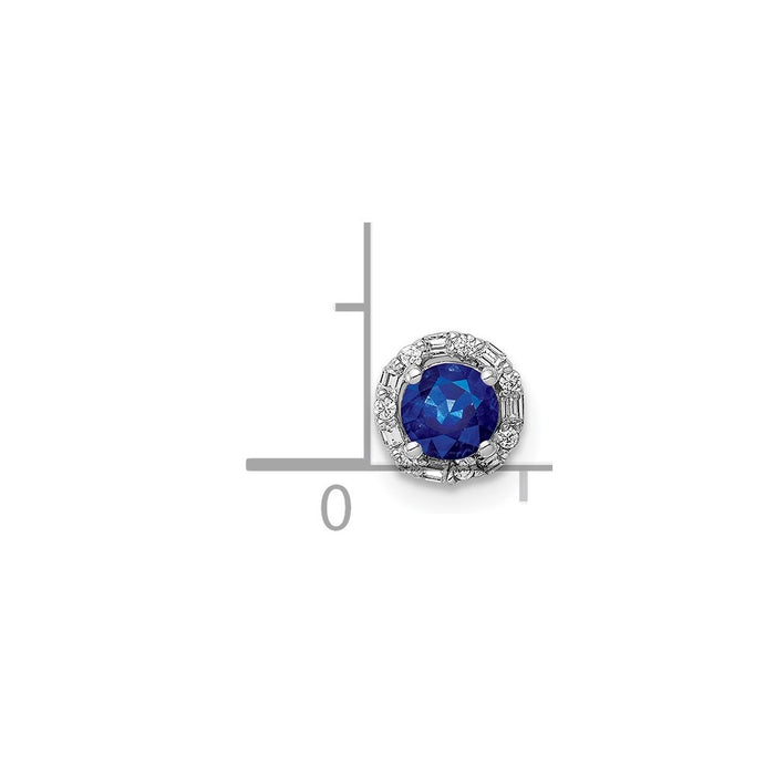 14k White Gold 1/20ct. Diamond and Sapphire Circle Halo Chain Slide-PM4024-SA-006-WA