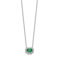 14k White Gold Diamond and Oval Emerald 18 inch Necklace-PM4025-EM-020-WA-18