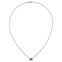 14k White Gold Diamond and Oval Emerald 18 inch Necklace-PM4025-EM-020-WA-18