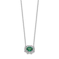 14k White Gold Diamond and Oval Emerald 18 inch Necklace-PM4025-EM-045-WA-18