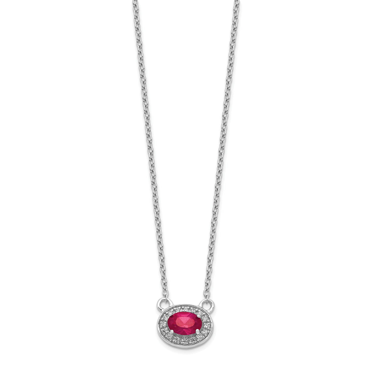 14k White Gold Diamond and Oval Ruby 18 inch Necklace-PM4026-RU-008-WA-18