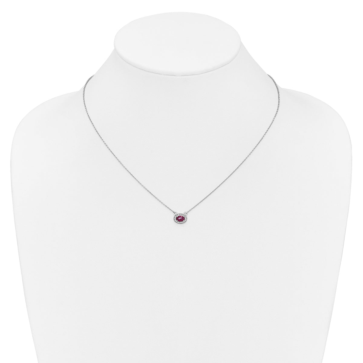 14k White Gold Diamond and Oval Ruby 18 inch Necklace-PM4026-RU-008-WA-18