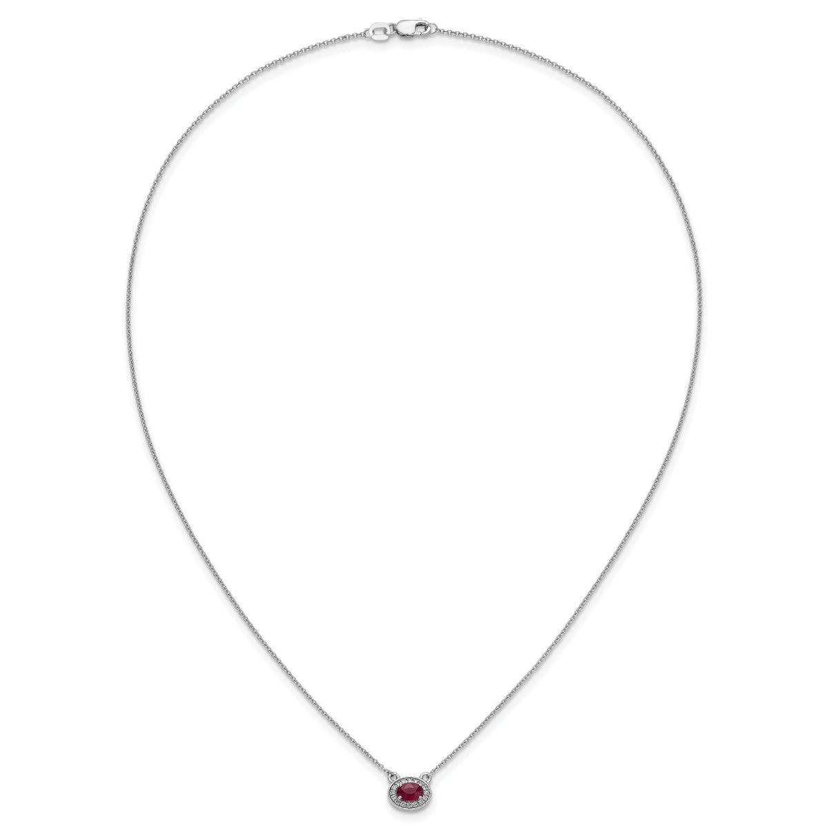 14k White Gold Diamond and Oval Ruby 18 inch Necklace-PM4026-RU-008-WA-18