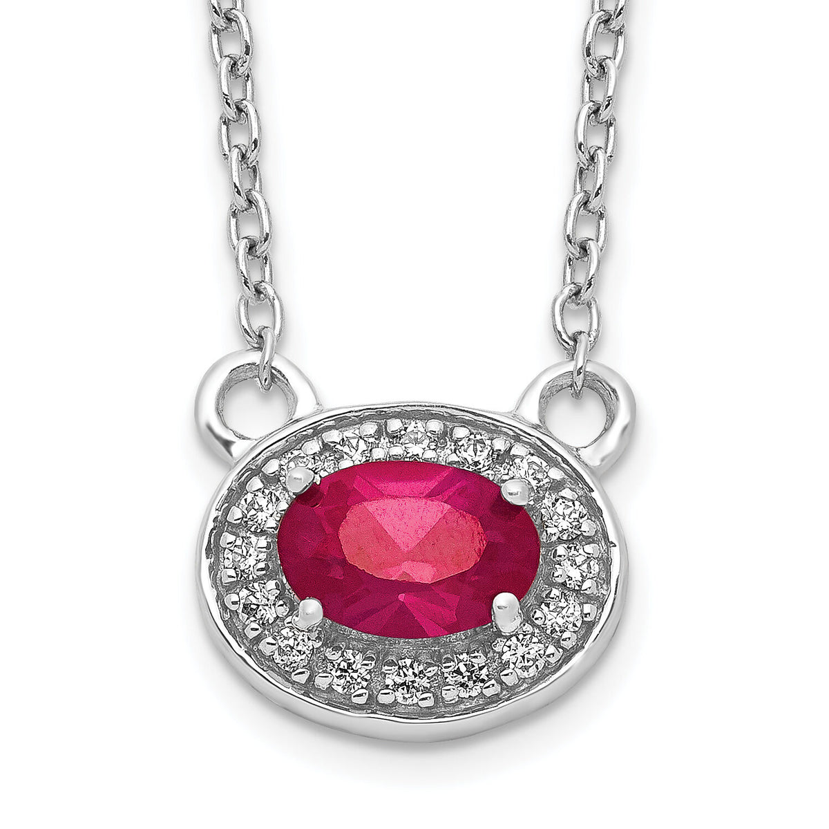 14k White Gold Diamond and Oval Ruby 18 inch Necklace-PM4026-RU-008-WA-18