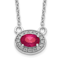 14k White Gold Diamond and Oval Ruby 18 inch Necklace-PM4026-RU-008-WA-18