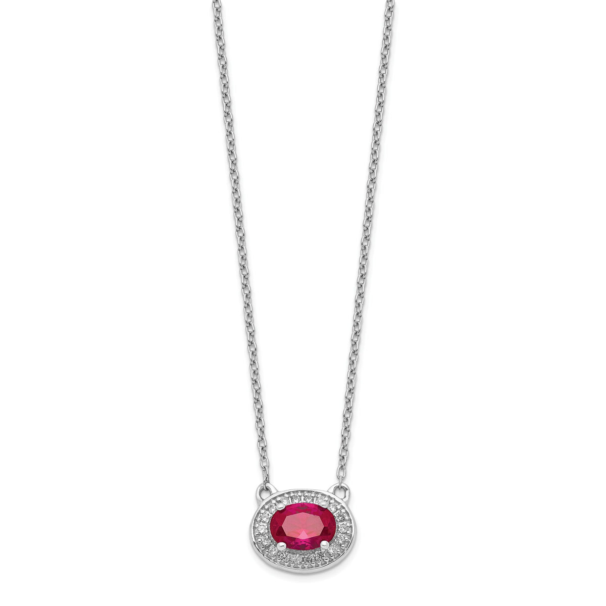 14k White Gold Diamond and Oval Ruby 18 inch Necklace-PM4026-RU-010-WA-18