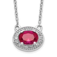 14k White Gold Diamond and Oval Ruby 18 inch Necklace-PM4026-RU-010-WA-18