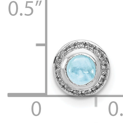 14k White Gold Diamond and Cabochon .47 Aquamarine Chain Slide-PM4030-AQ-008-WA