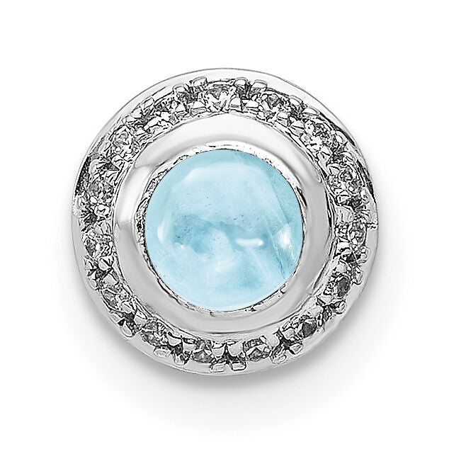 14k White Gold Diamond and Cabochon .47 Aquamarine Chain Slide-PM4030-AQ-008-WA
