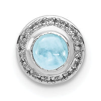 14k White Gold Diamond and Cabochon .47 Aquamarine Chain Slide-PM4030-AQ-008-WA