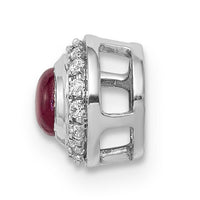 14k White Gold Diamond and Cabochon .38 Ruby Halo Chain Slide-PM4030-RU-008-WA