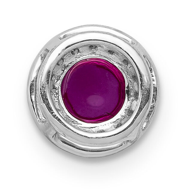 14k White Gold Diamond and Cabochon .38 Ruby Halo Chain Slide-PM4030-RU-008-WA