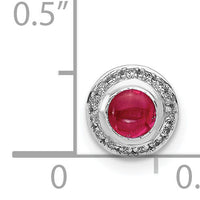 14k White Gold Diamond and Cabochon .38 Ruby Halo Chain Slide-PM4030-RU-008-WA