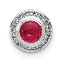 14k White Gold Diamond and Cabochon .38 Ruby Halo Chain Slide-PM4030-RU-008-WA