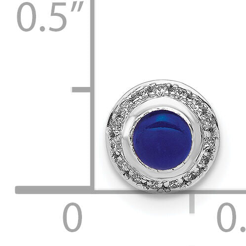 14k White Gold Diamond and Cabochon .47 Sapphire Chain Slide-PM4030-SA-008-WA