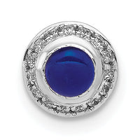 14k White Gold Diamond and Cabochon .47 Sapphire Chain Slide-PM4030-SA-008-WA