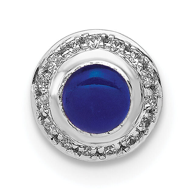 14k White Gold Diamond and Cabochon .47 Sapphire Chain Slide-PM4030-SA-008-WA