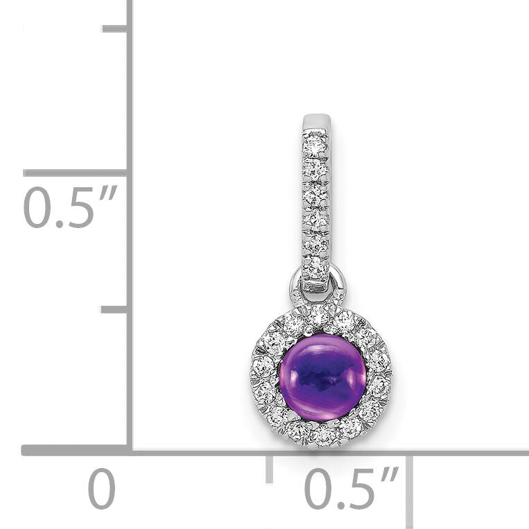 14k White Gold Diamond and Cabochon .47 Amethyst Pendant-PM4031-AM-009-WA