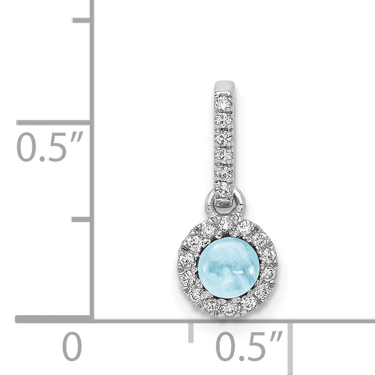 14k White Gold Diamond and Cabochon .47 Aquamarine Pendant-PM4031-AQ-009-WA