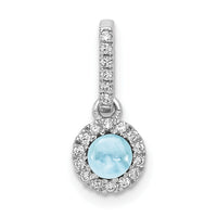 14k White Gold Diamond and Cabochon .47 Aquamarine Pendant-PM4031-AQ-009-WA