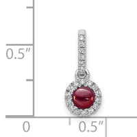 14k White Gold Diamond and Cabochon .47 Garnet Pendant-PM4031-GA-009-WA