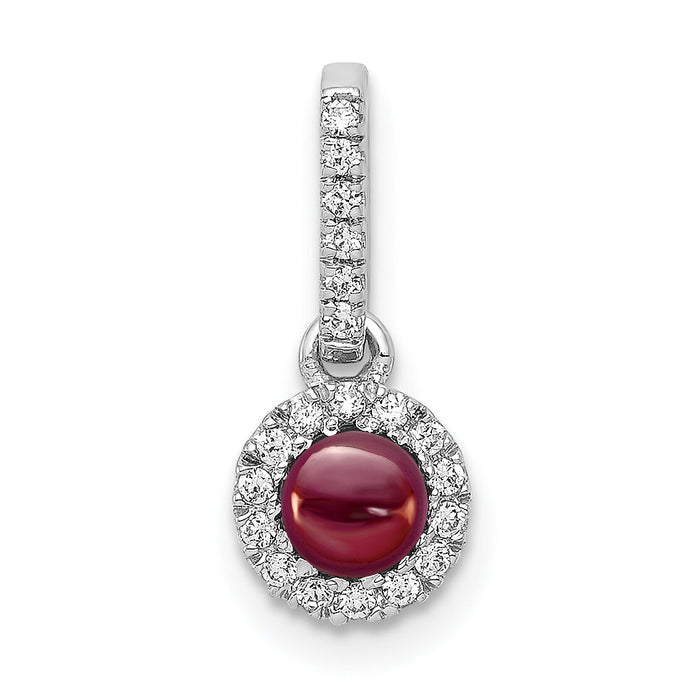 14k White Gold Diamond and Cabochon .47 Garnet Pendant-PM4031-GA-009-WA