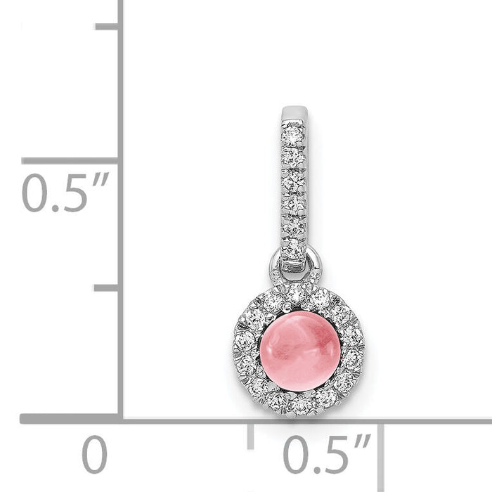 14k White Gold Diamond and Cabochon .47 Pink Tourmaline Pendant-PM4031-PT-009-WA
