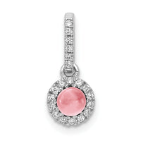14k White Gold Diamond and Cabochon .47 Pink Tourmaline Pendant-PM4031-PT-009-WA