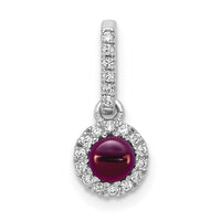 14k White Gold Diamond and Cabochon .47 Rhodolite Garnet Pendant-PM4031-RG-009-WA