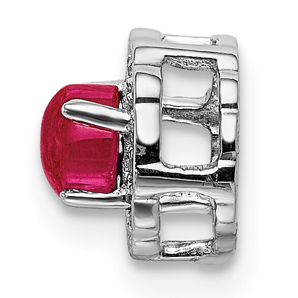 14k White Gold Diamond and Cabochon .38 Ruby Chain Slide-PM4032-RU-007-WA
