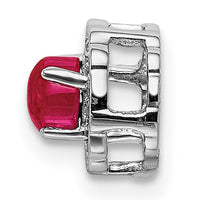 14k White Gold Diamond and Cabochon .38 Ruby Chain Slide-PM4032-RU-007-WA