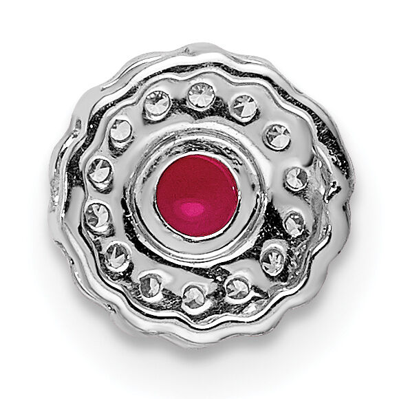 14k White Gold Diamond and Cabochon .38 Ruby Chain Slide-PM4032-RU-007-WA