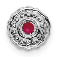 14k White Gold Diamond and Cabochon .38 Ruby Chain Slide-PM4032-RU-007-WA