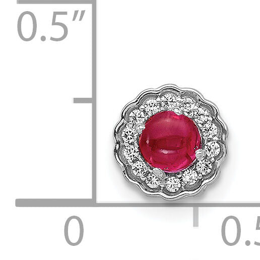14k White Gold Diamond and Cabochon .38 Ruby Chain Slide-PM4032-RU-007-WA
