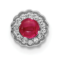 14k White Gold Diamond and Cabochon .38 Ruby Chain Slide-PM4032-RU-007-WA