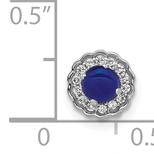 14k White Gold Diamond and Cabochon Sapphire Chain Slide-PM4032-SA-007-WA