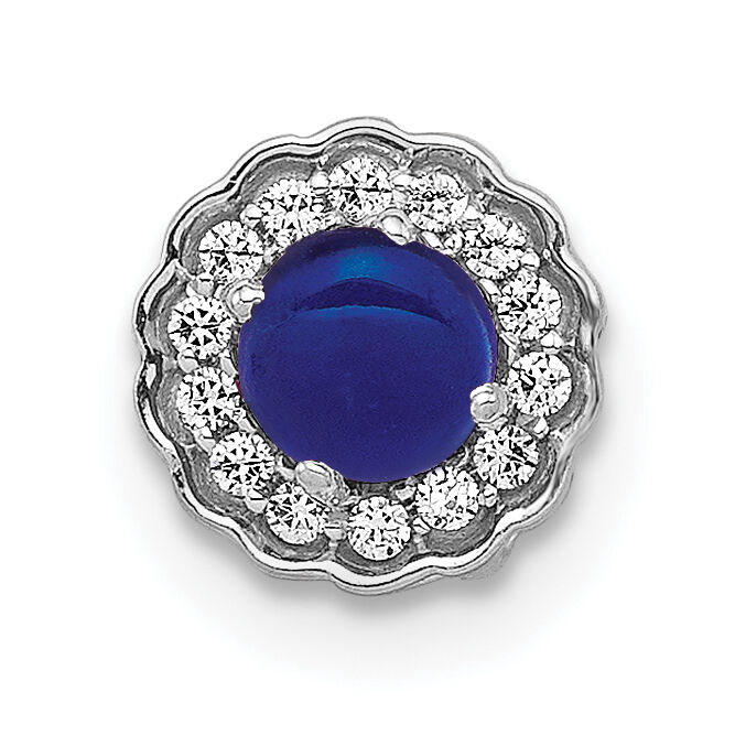 14k White Gold Diamond and Cabochon Sapphire Chain Slide-PM4032-SA-007-WA