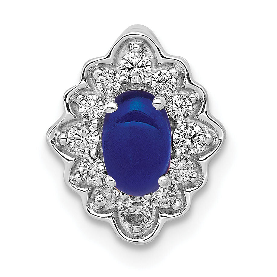 14k White Gold Fancy Diamond and Cabochon Sapphire Chain Slide-PM4033-SA-020-WA