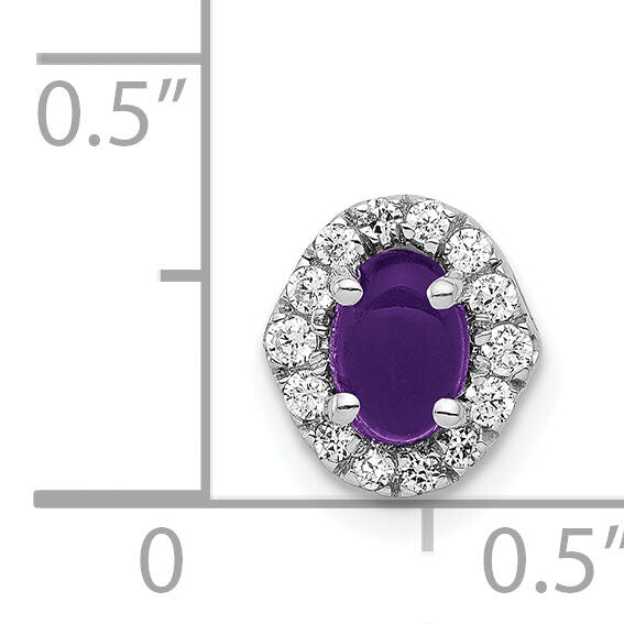 14k White Gold Diamond and Cabochon .73 Amethyst Chain Slide-PM4035-AM-012-WA