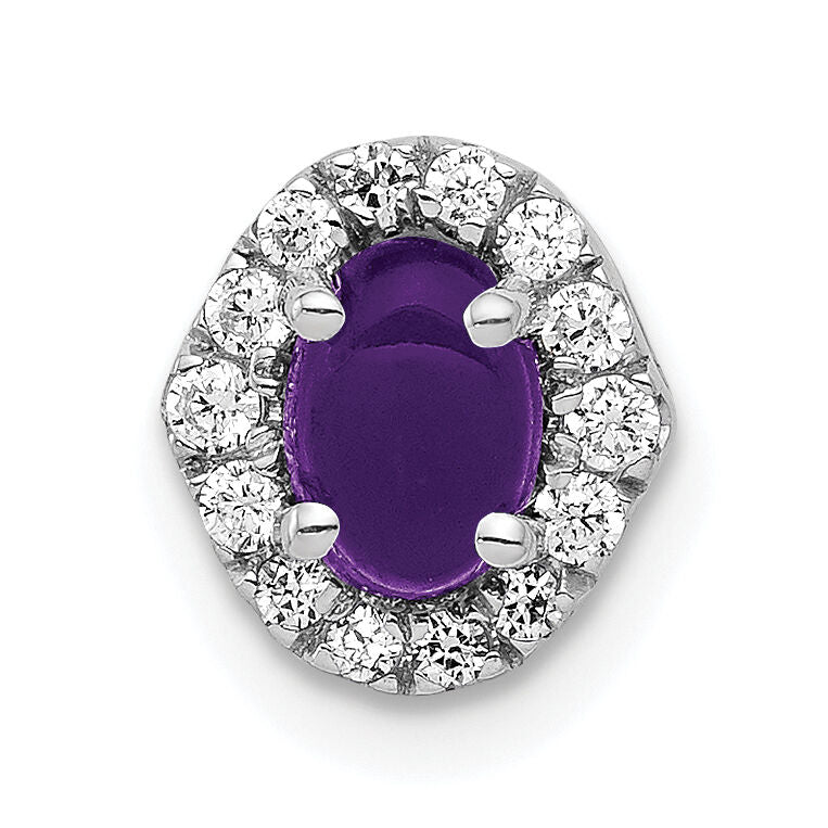 14k White Gold Diamond and Cabochon .73 Amethyst Chain Slide-PM4035-AM-012-WA