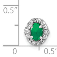 14k White Gold Halo Diamond and Cabochon .73 Emerald Chain Slide-PM4035-EM-012-WA